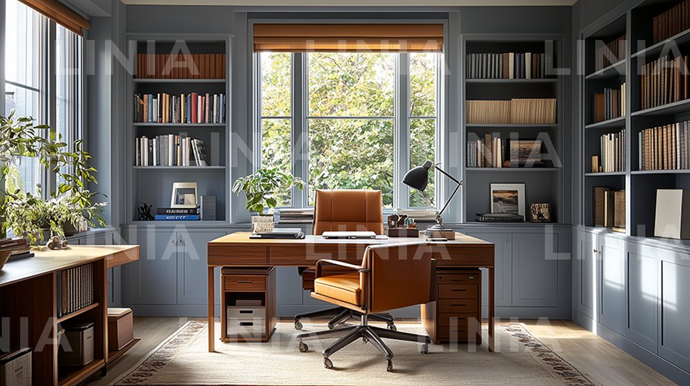 Blue Home Office Background for Teams