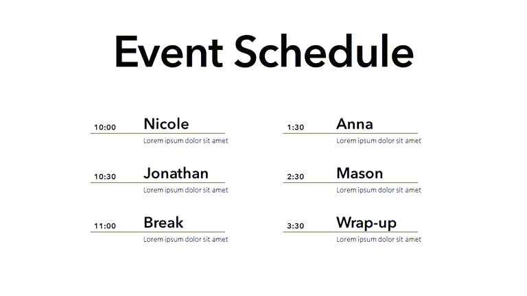 Event Schedule Slide Template