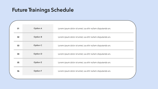 Training Schedule Slide