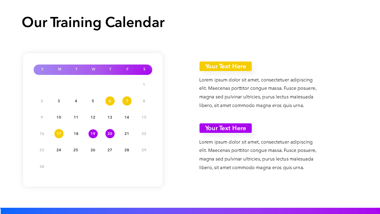 Training Calendar PPT Slide