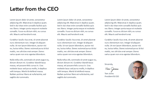 Letter from the CEO Slide