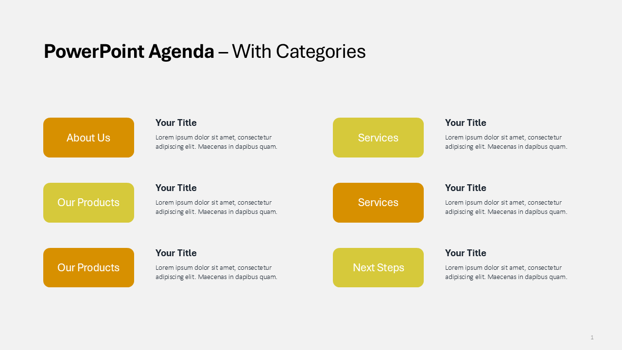 Agenda Slide With Categories