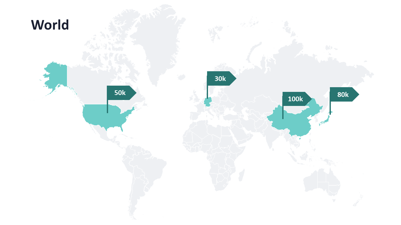 Editable World Map PPT Slide