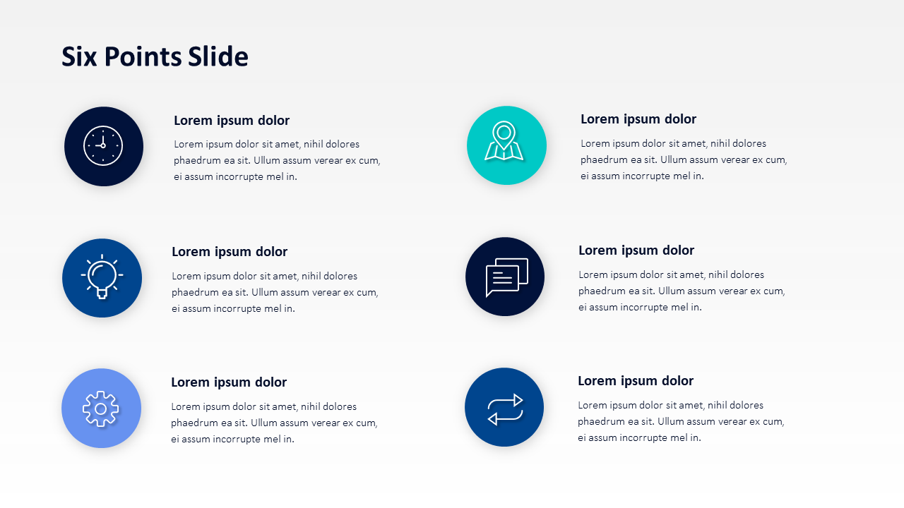 Six Bullets PPT Slide