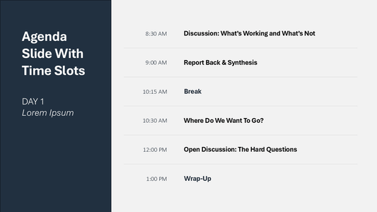 Agenda or Schedule Slide with Times