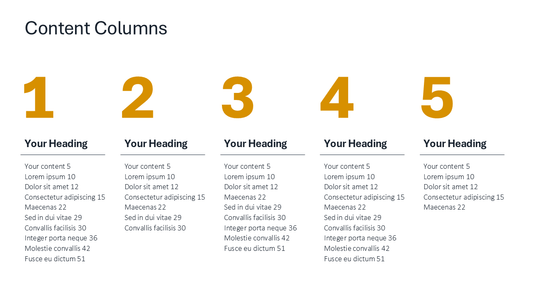 PowerPoint Template with Five Columns