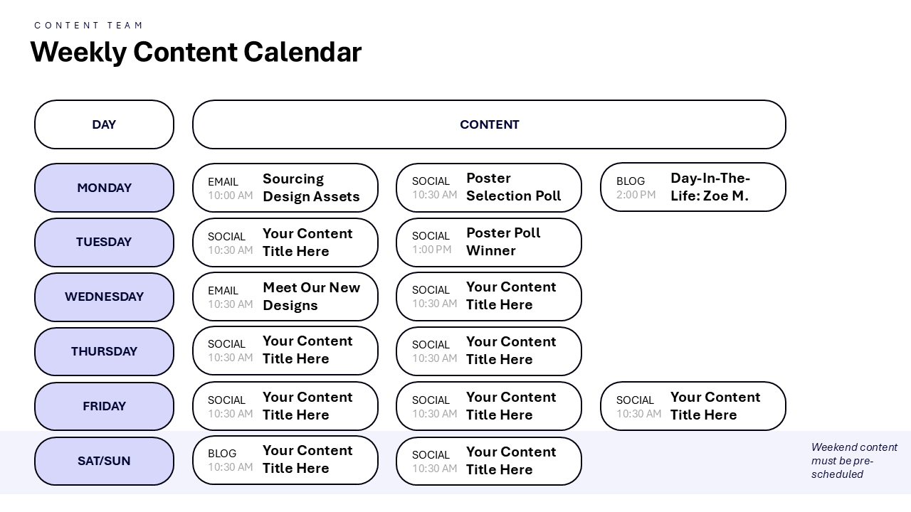 Weekly Calendar Slide
