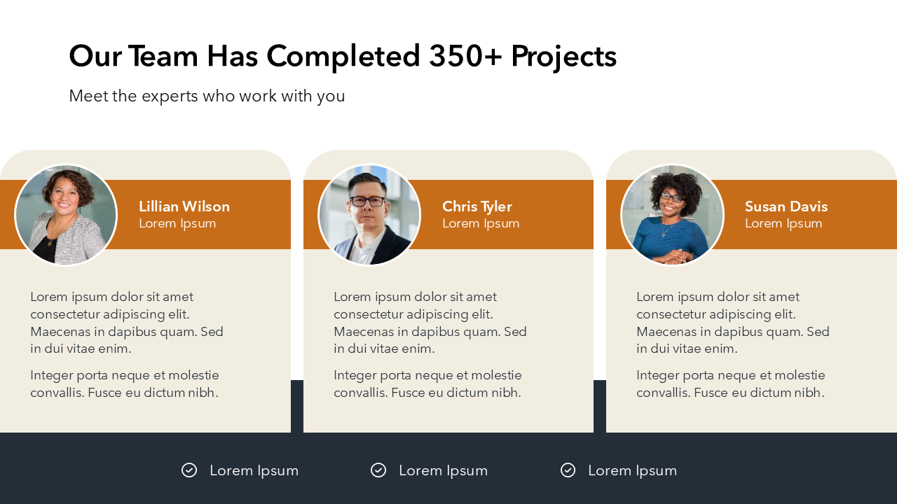 Three Person Team Slide PPT