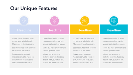 Our unique features slide template