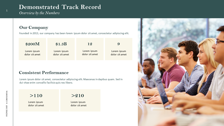 Demonstrated track record slide template