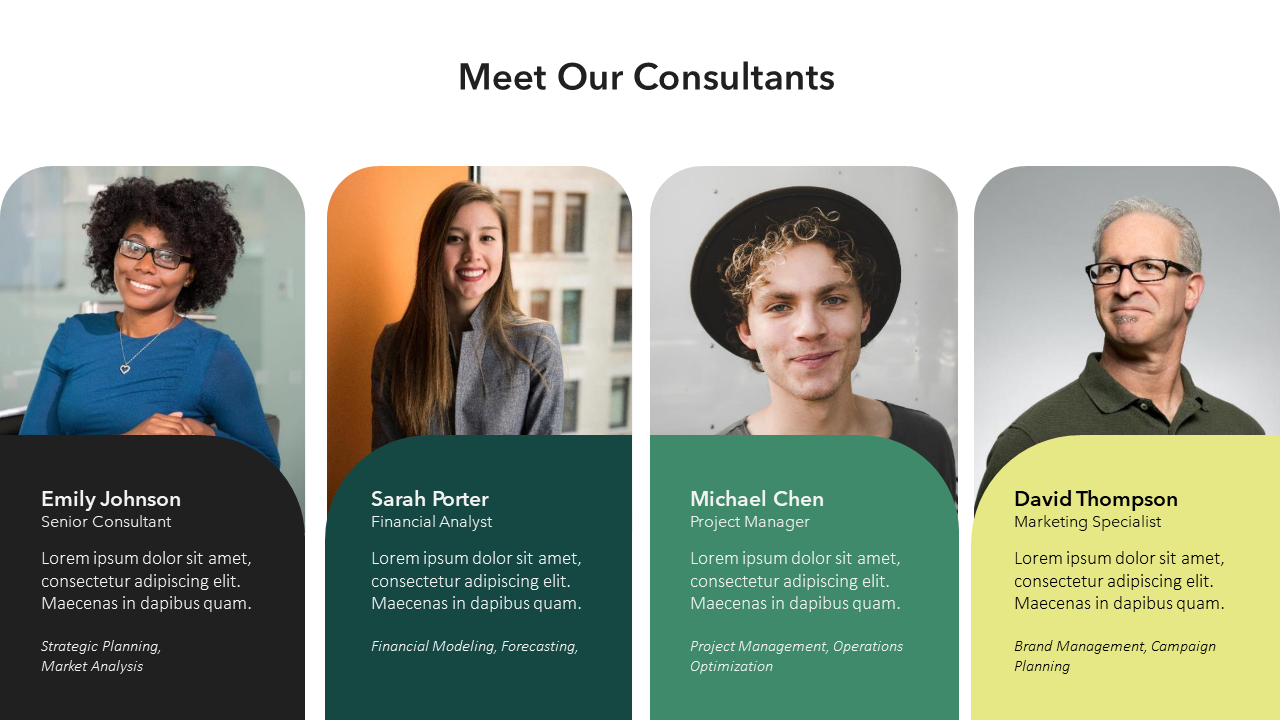 Meet our consultants slide template