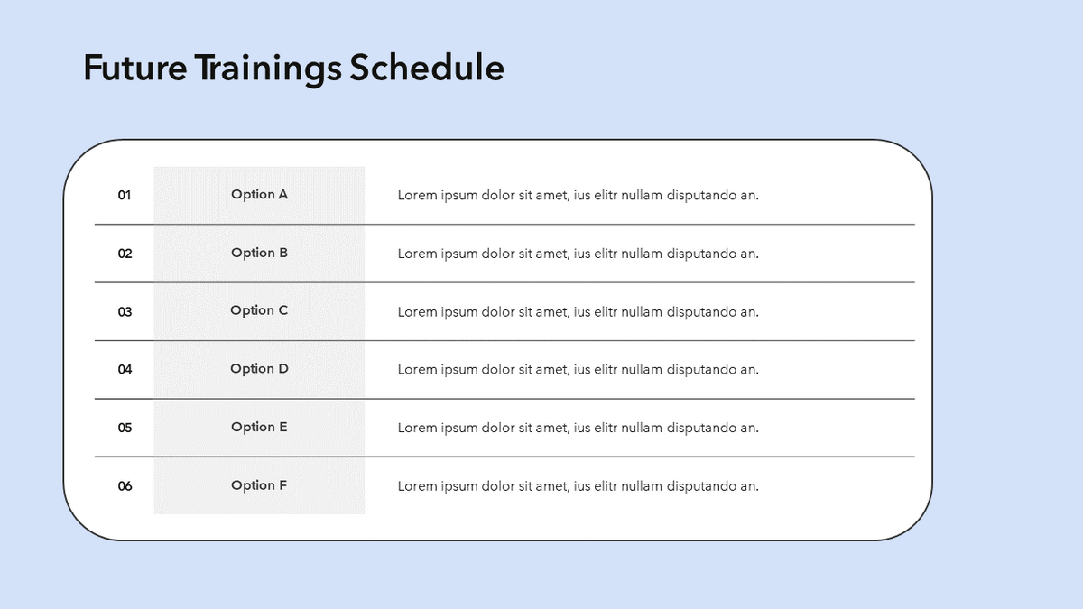 Trainings Schedule Slide | PPT and Google Slides