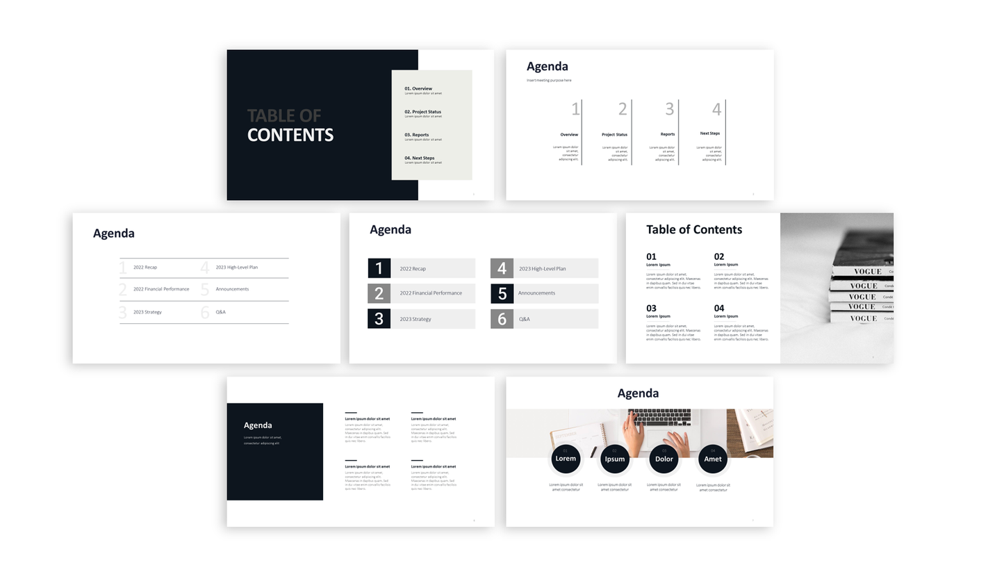 Agenda Slides Pack | Elegant