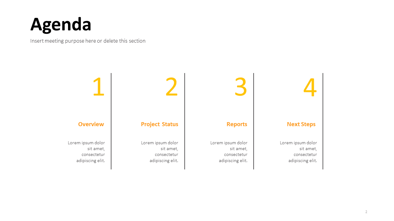 Short Agenda Slide Template