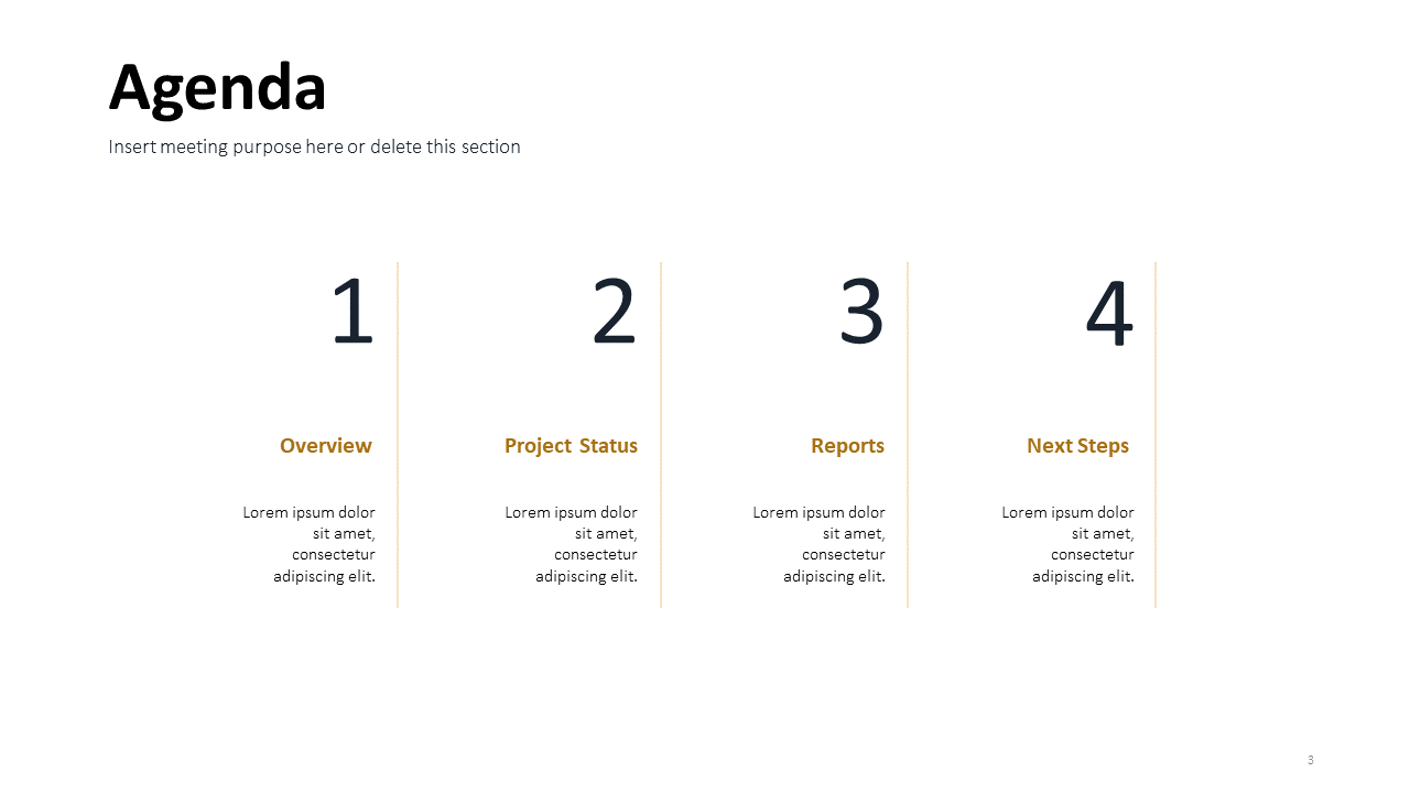 Short Agenda Slide Template