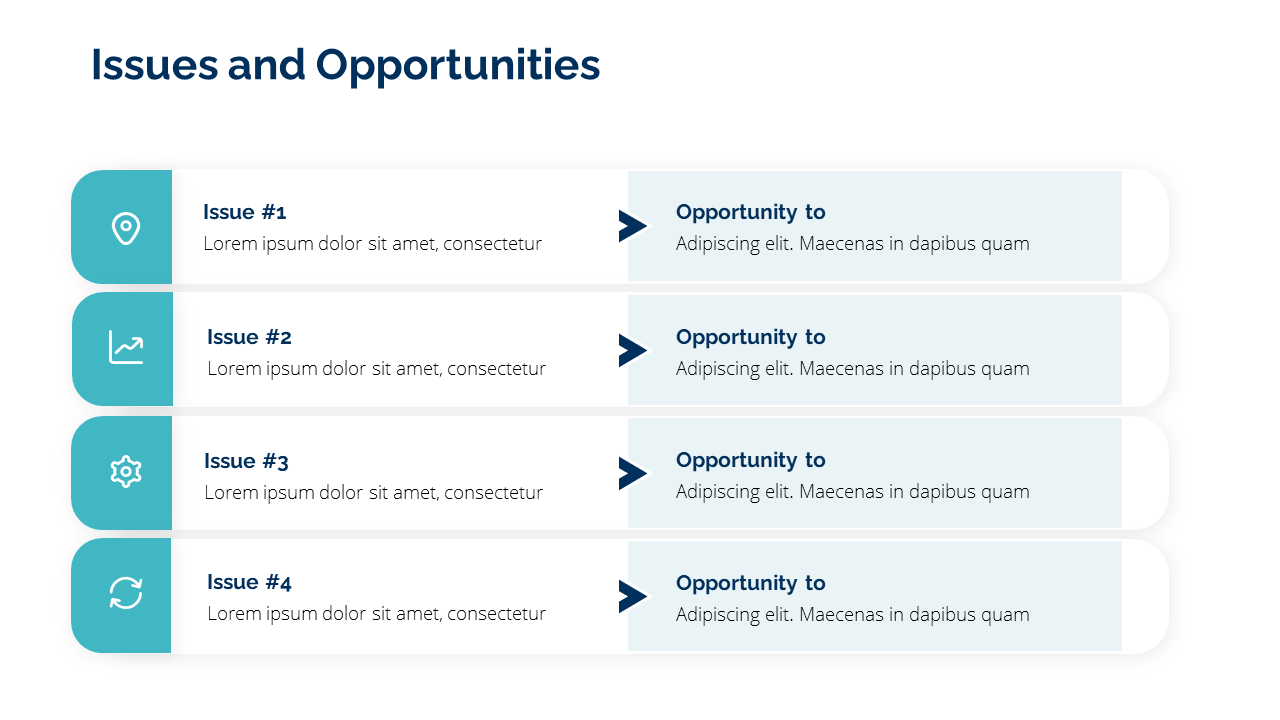 Opportunities and challenges slide template