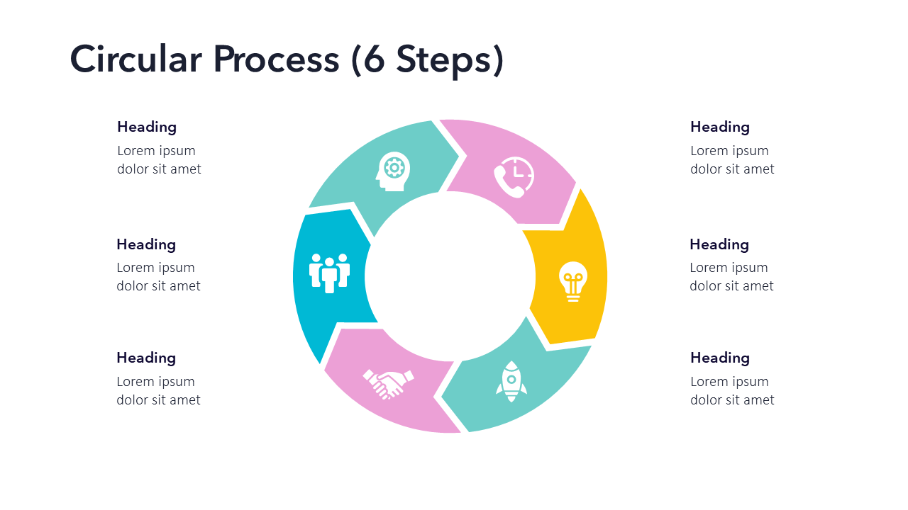 Circular Process Slide Template - 6 Steps