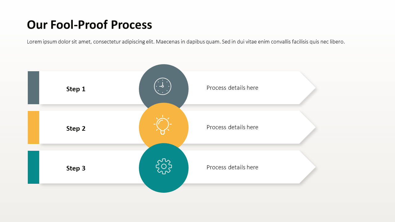 Three Step Process Slide Example Our Easy 3-Step Process Slide | PowerPoint and Google Slides