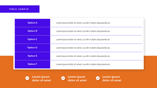 Table with Check Marks PPT Template