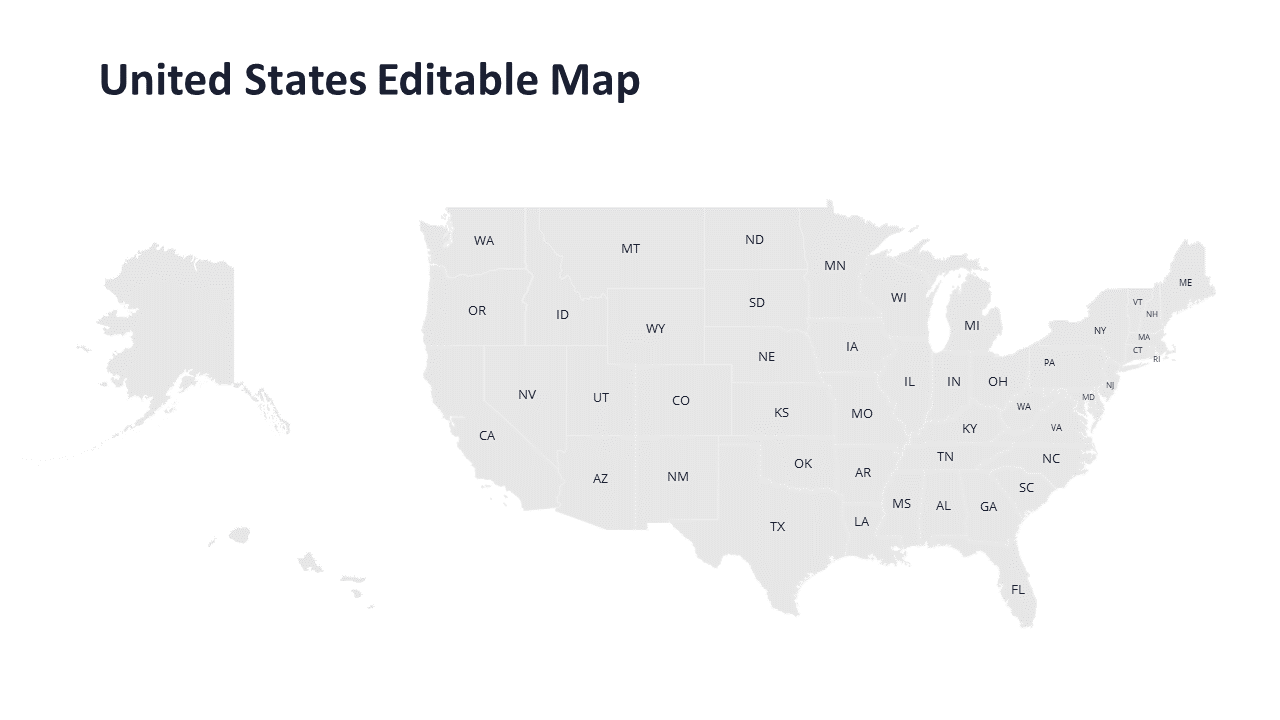 Editable US Map PowerPoint And Google Slides EditableUSMapSlideTemplate1