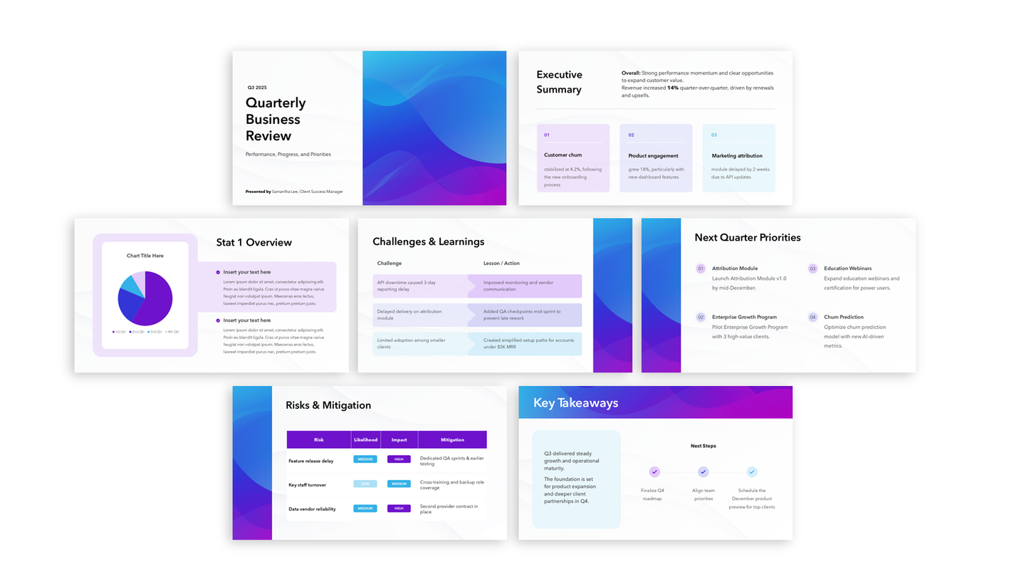 Quarterly Business Review Template - IN BLUE
