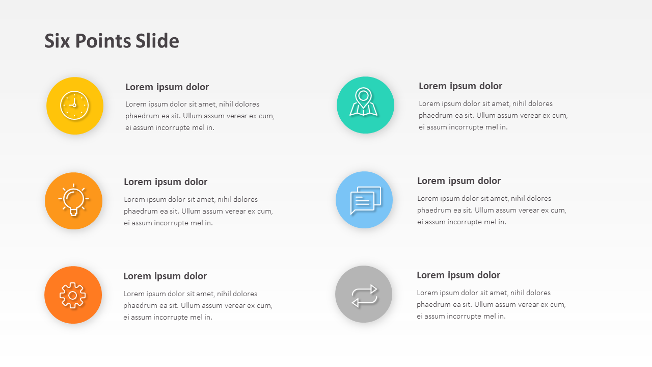 Six Points Slide | PPT or Google Slides Template