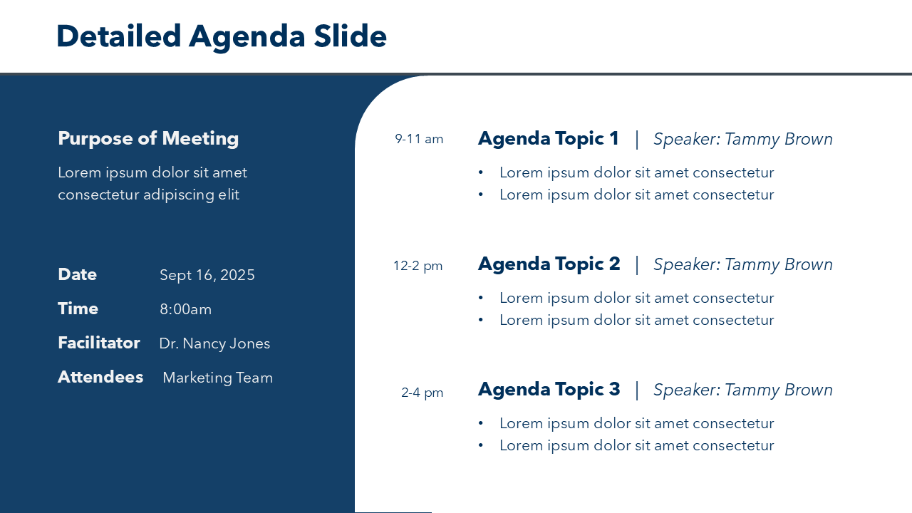 Detailed Agenda Slide