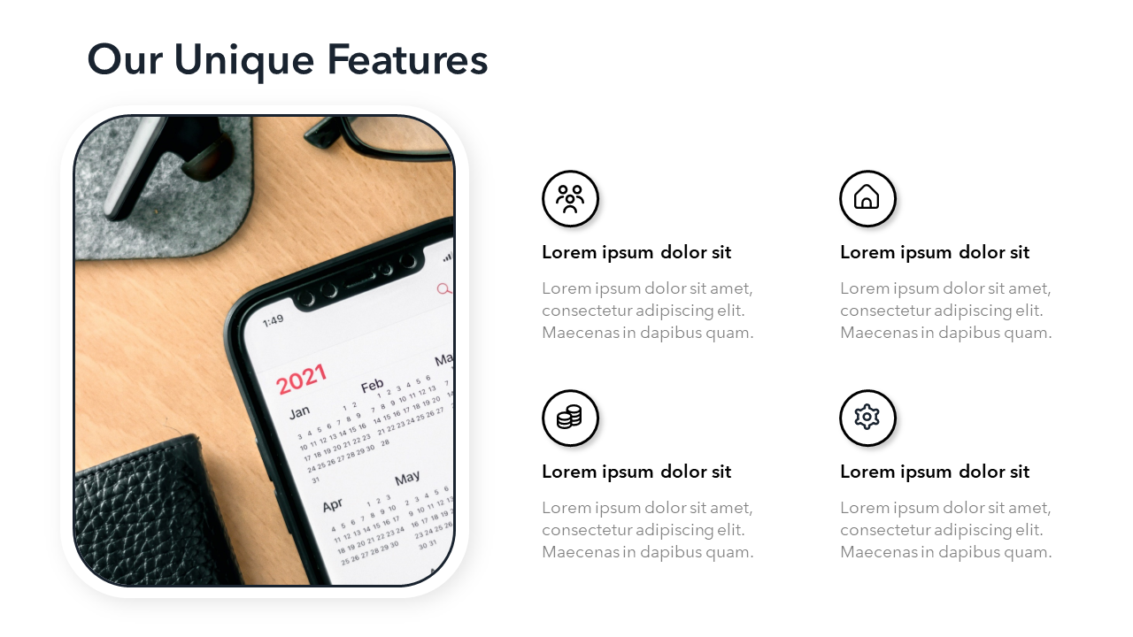 Our Unique Features Slide Template