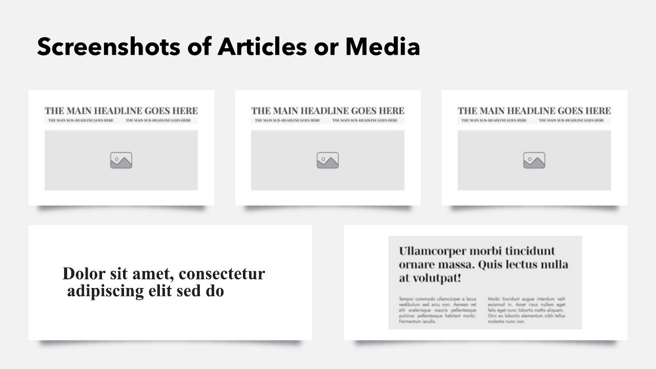 Slide with Screenshots of Articles