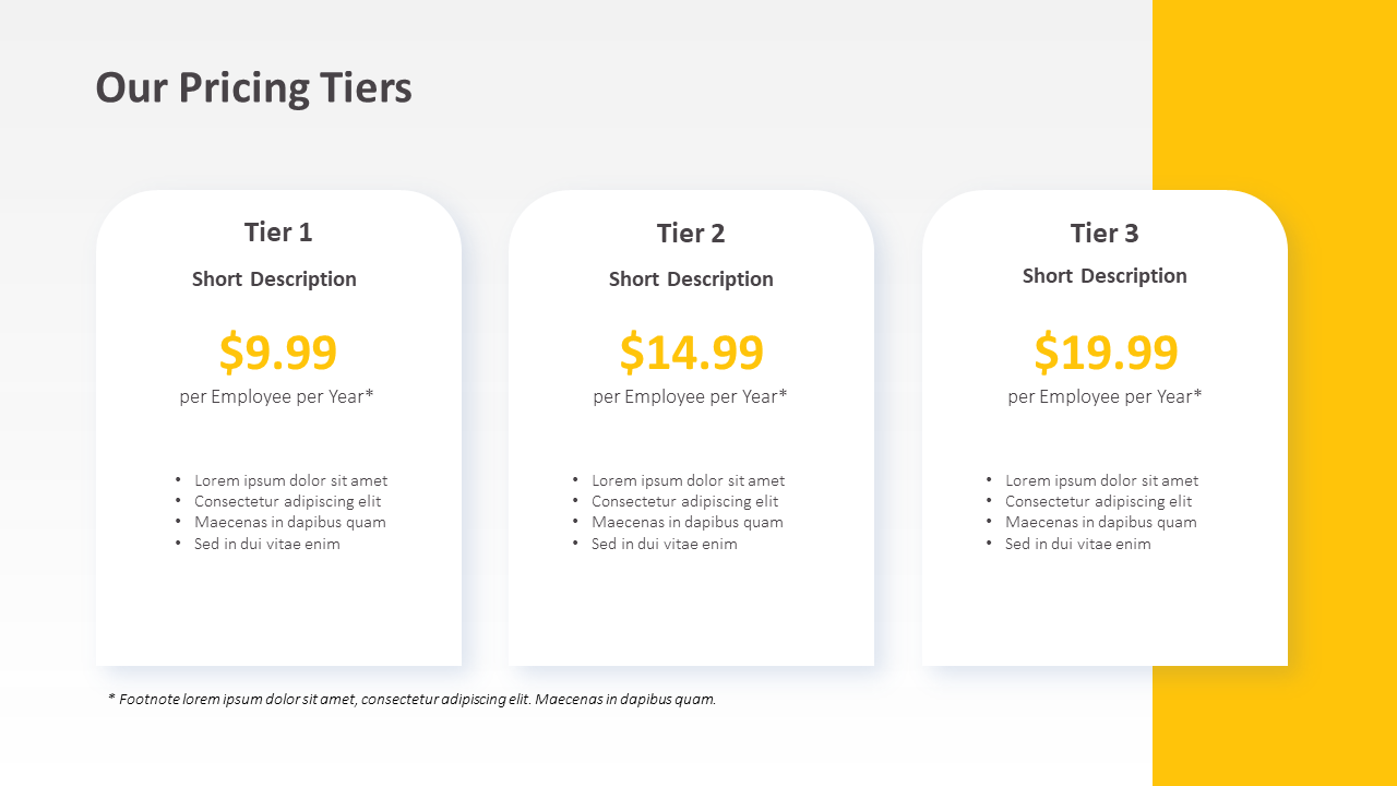 Pricing Tiers Slide Template