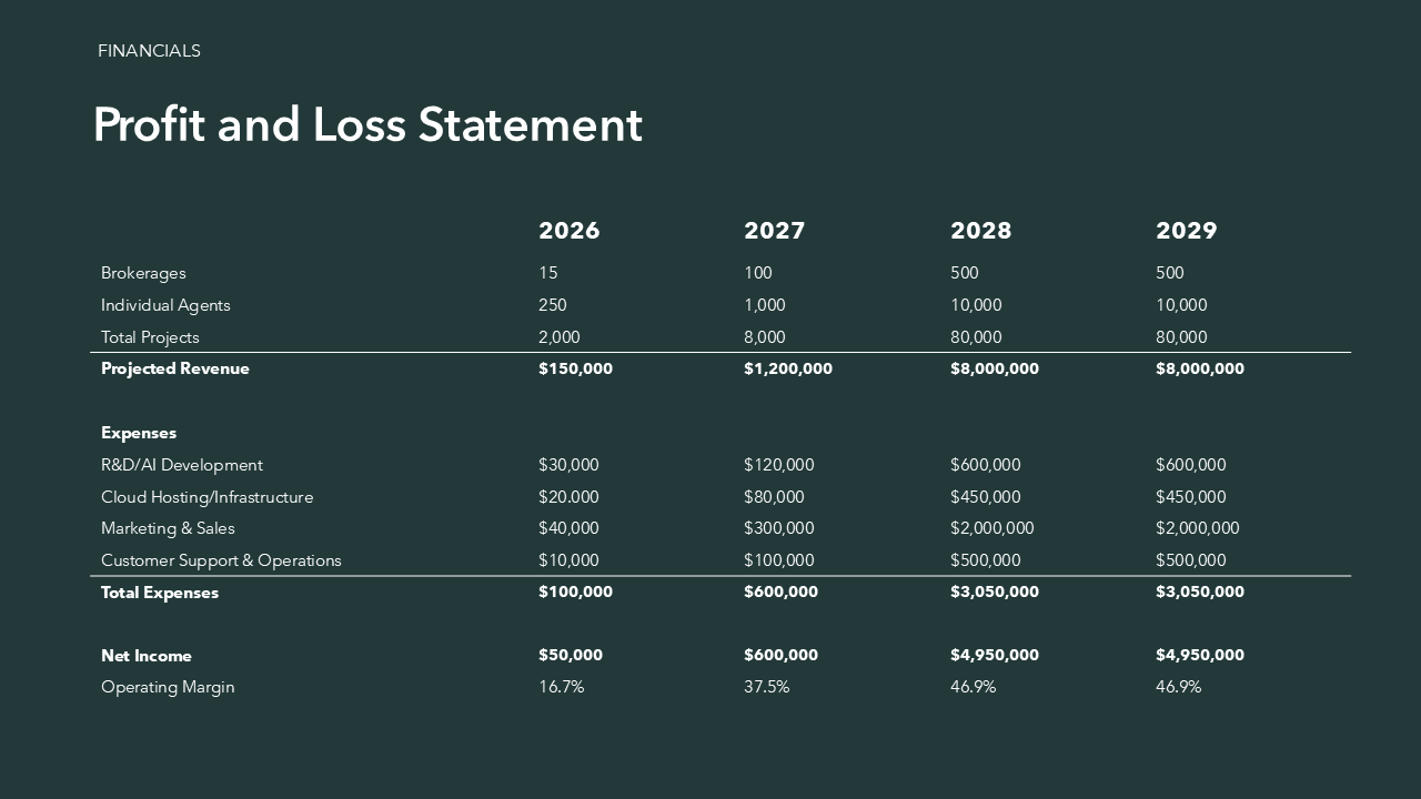 Profit and Loss Statement Template