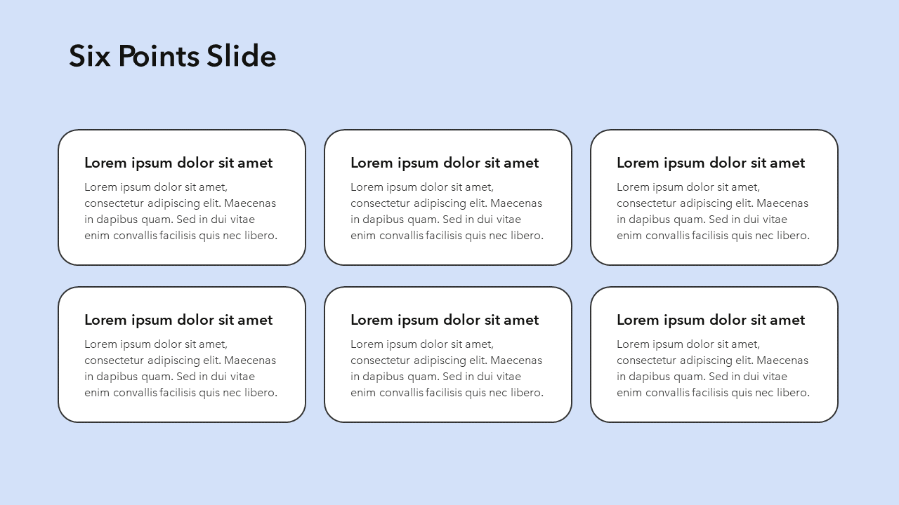 Six Bullets Slide Template