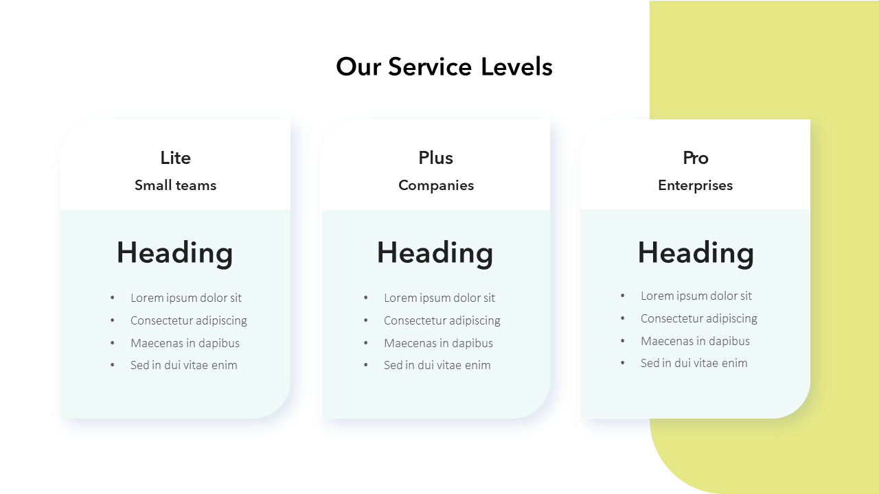 Our Services Levels Template | PowerPoint Slide