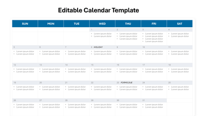 Editable Powerpoint Calendars PowerPoint Calendar Template