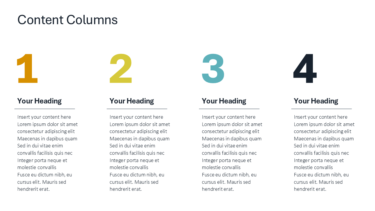 PowerPoint Template with Four Columns