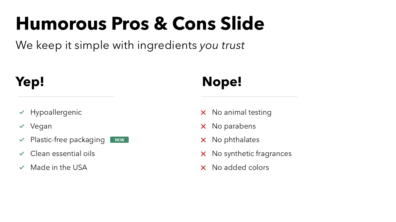 Humorous Pros and Cons Slide