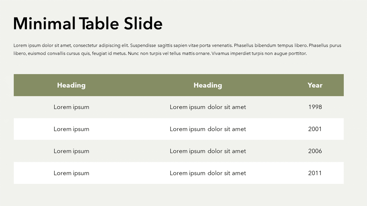 Simple Powerpoint Table Template Simple PPT Table Template