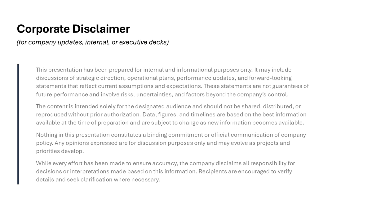 Powerpoint Disclaimer Design Disclaimer Slide for Presentation