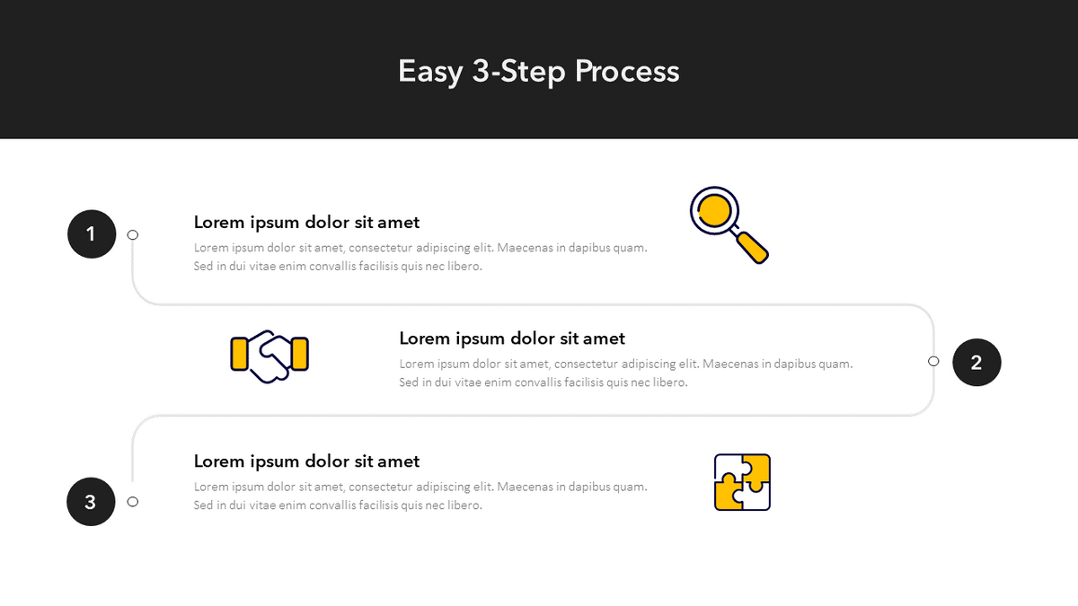 Easy Process Lineal 3-Step Process Slide | PowerPoint and Google Slides