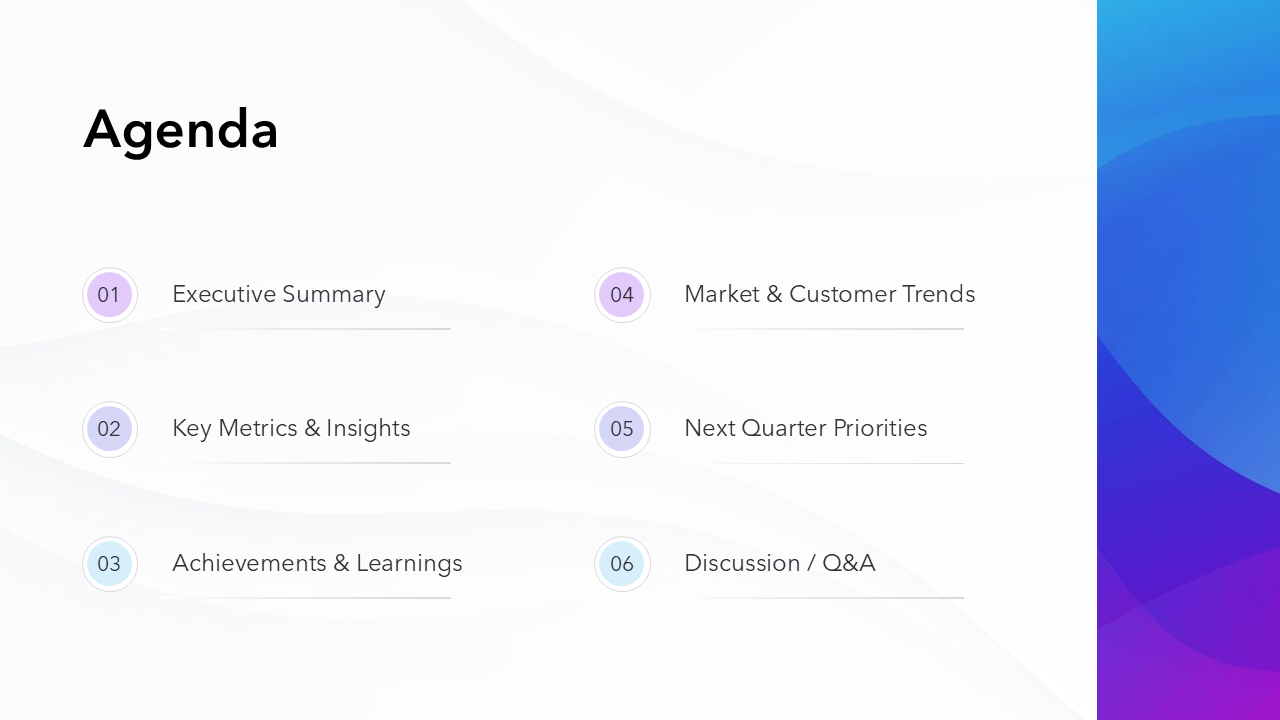 Quarterly Business Review Template - IN BLUE