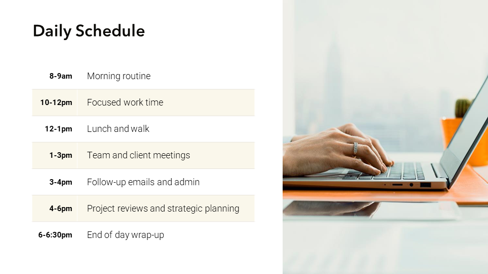 Daily schedule slide template