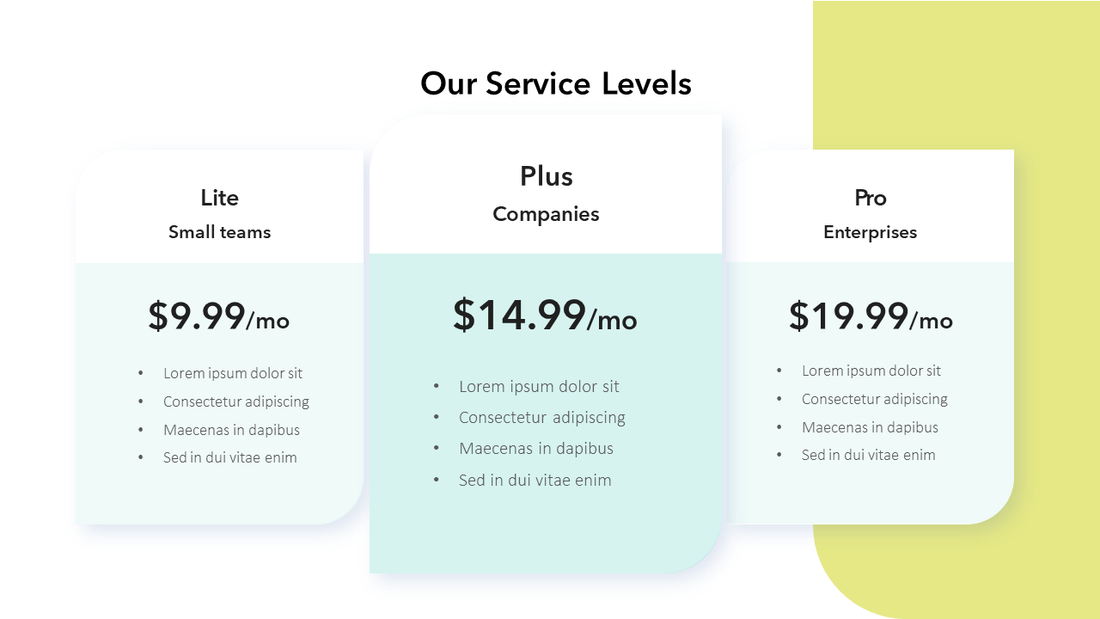 Our Services Levels Template | PowerPoint Slide