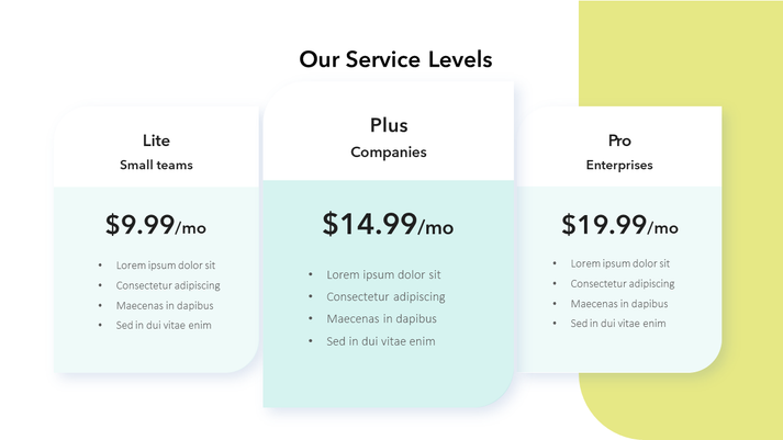 Our Services Levels Template | PowerPoint Slide