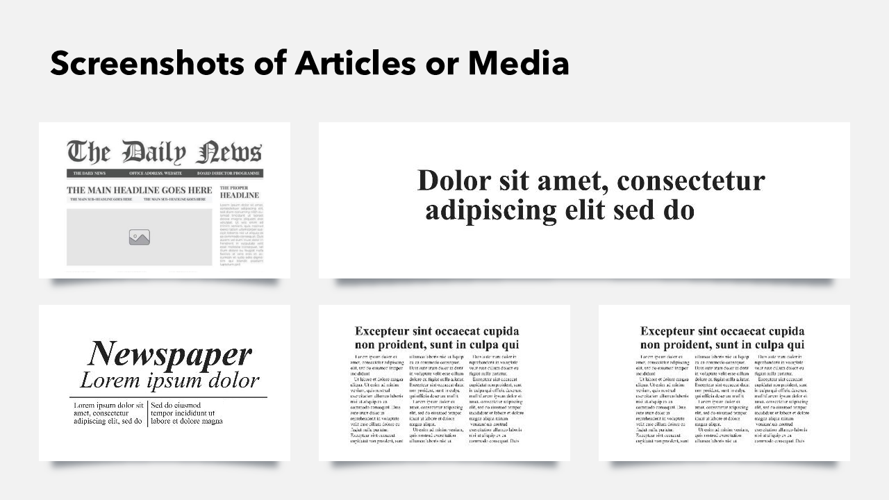 Slide with Screenshots of Articles