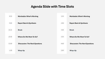 Agenda or Schedule Slide with Times