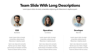 Team Slide with Long Descriptions