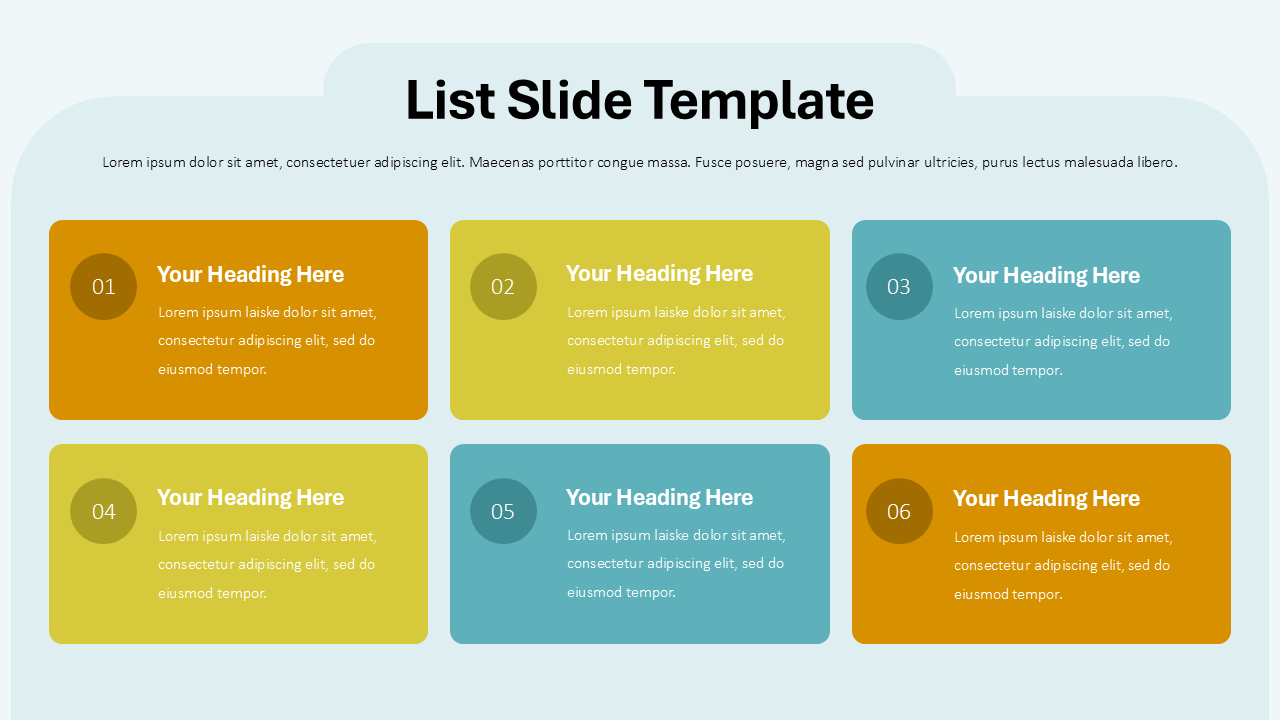 List PPT Template - PowerPoint Slide