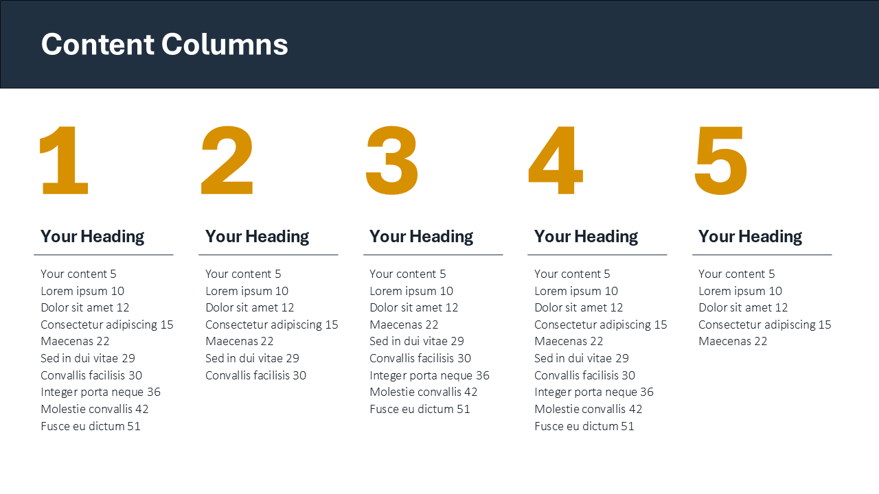 PowerPoint Template with Five Columns