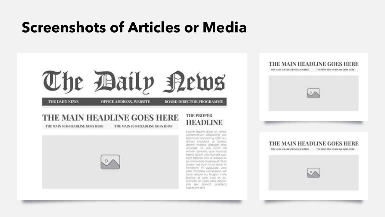 Slide with Screenshots of Articles