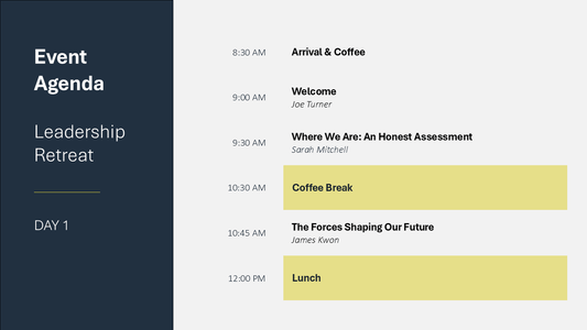 Workshop Agenda Slide